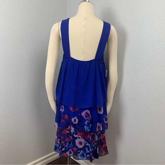 Badgley Mischka Popover Floral Ruffle Mini Dress 14 - Picture 3 of 15